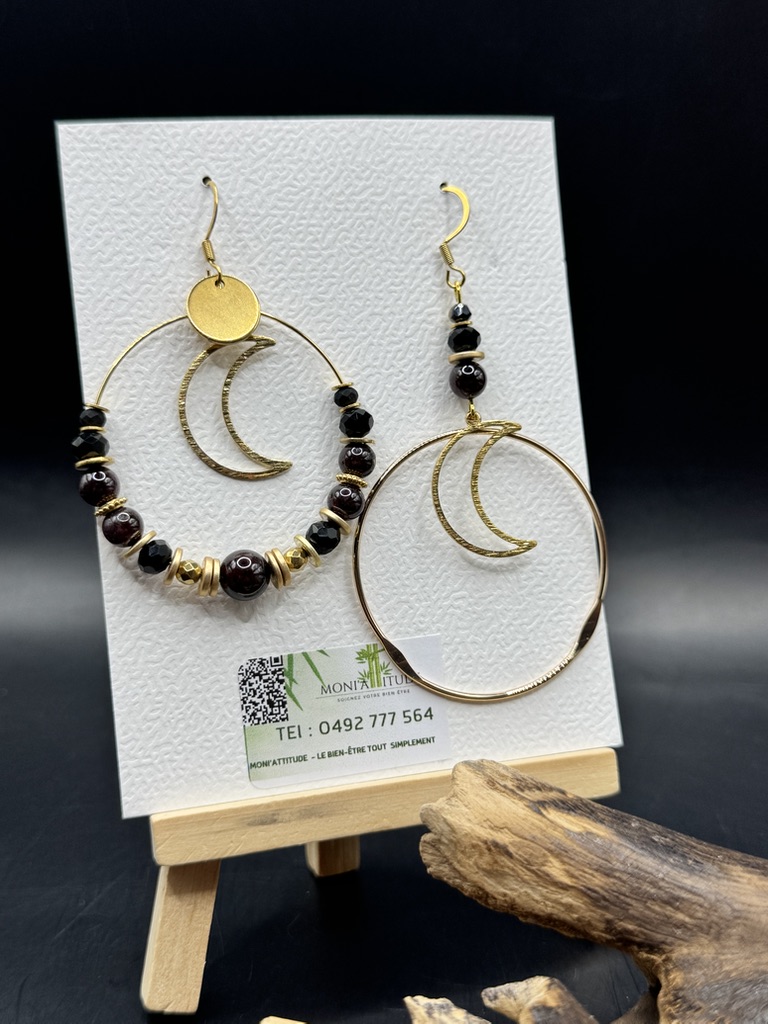 Boucles d'oreilles lune dorée