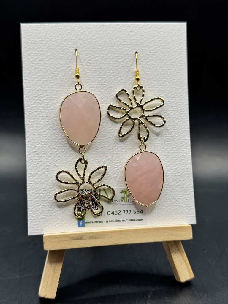 Boucles d'oreilles en pierre rose