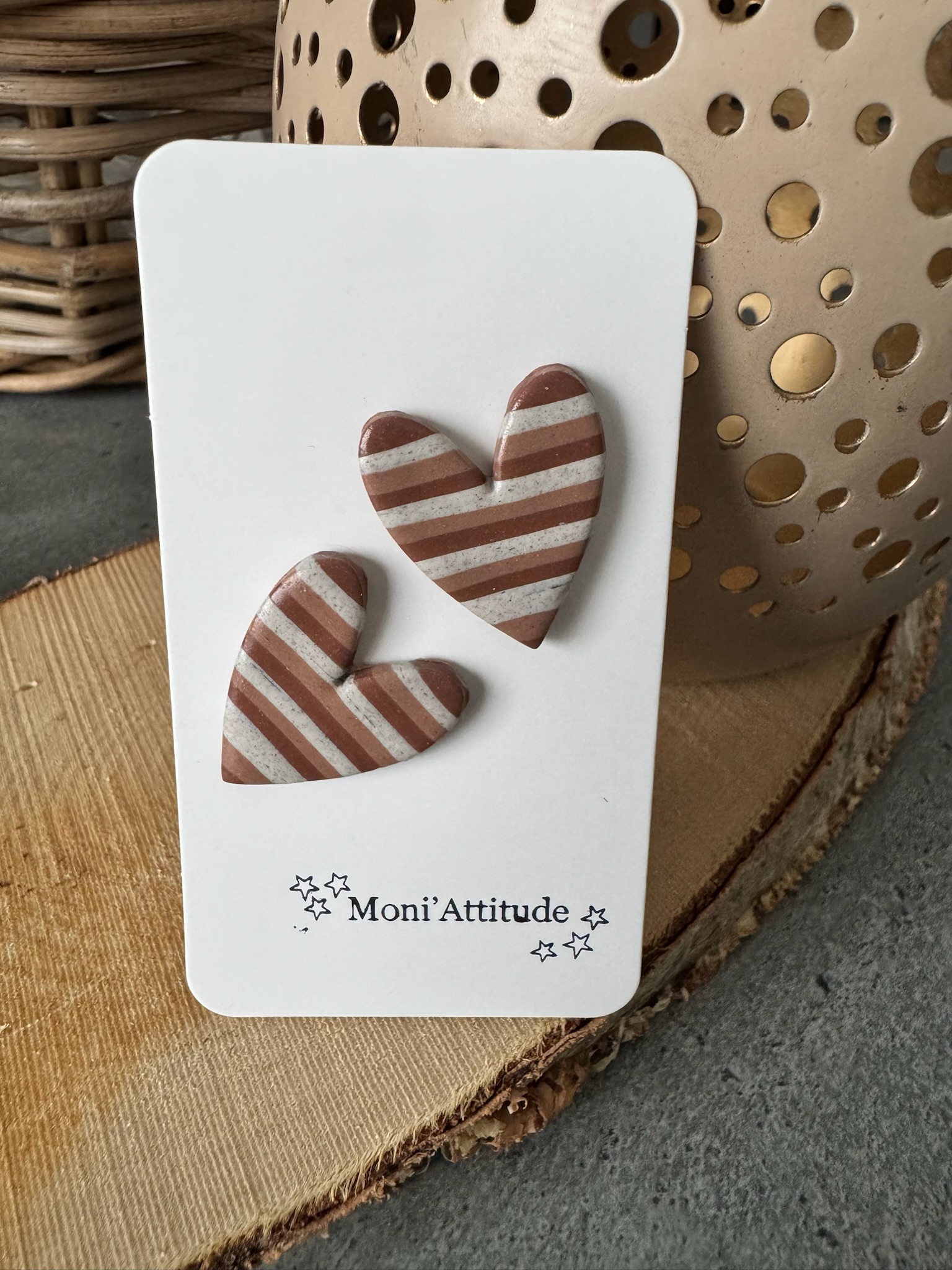 Boucles d'oreilles Coeur cappucino