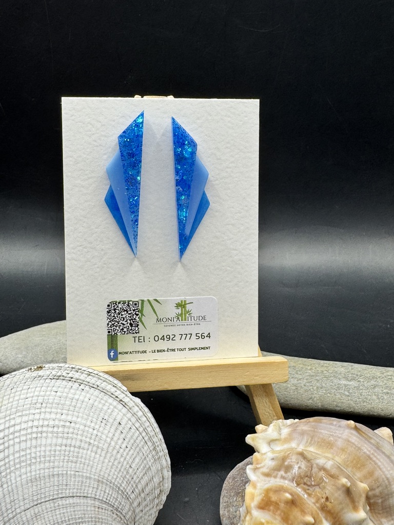 Boucles d'oreilles bleues en résine