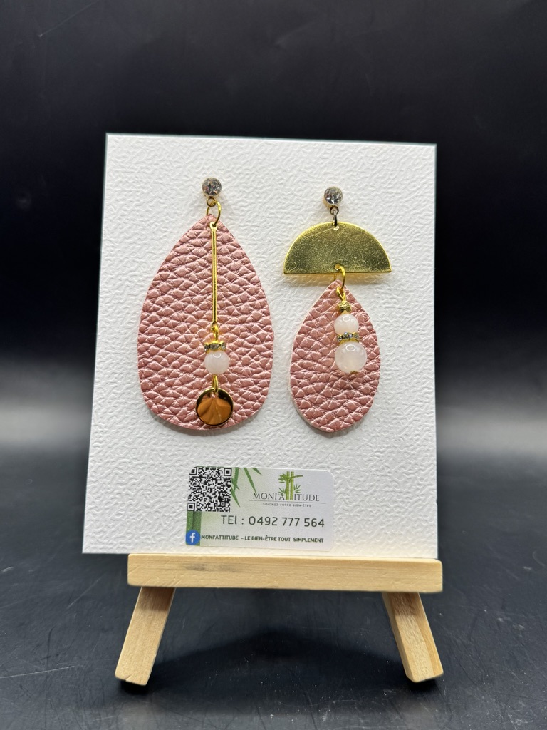 Boucles d'oreilles en cuir rose