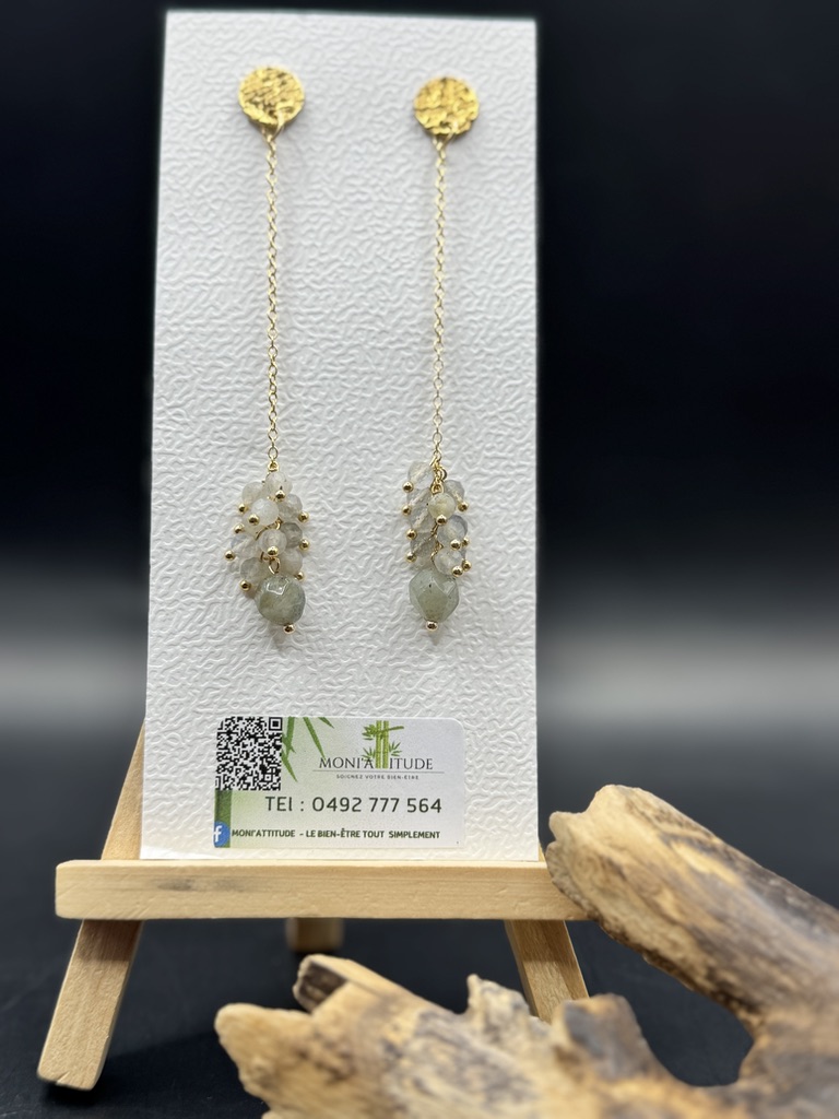 Boucles d'oreilles longues en pierre naturelle