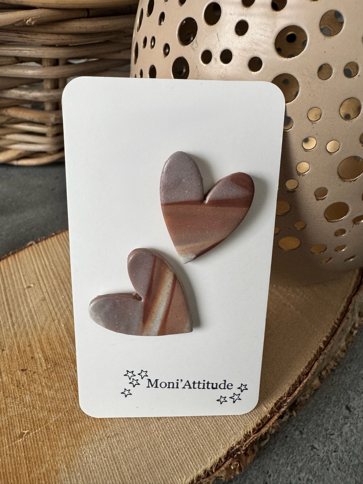 Boucles d’oreilles cœurs en argile