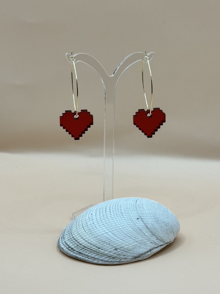 Boucles d’oreilles cœur pixel