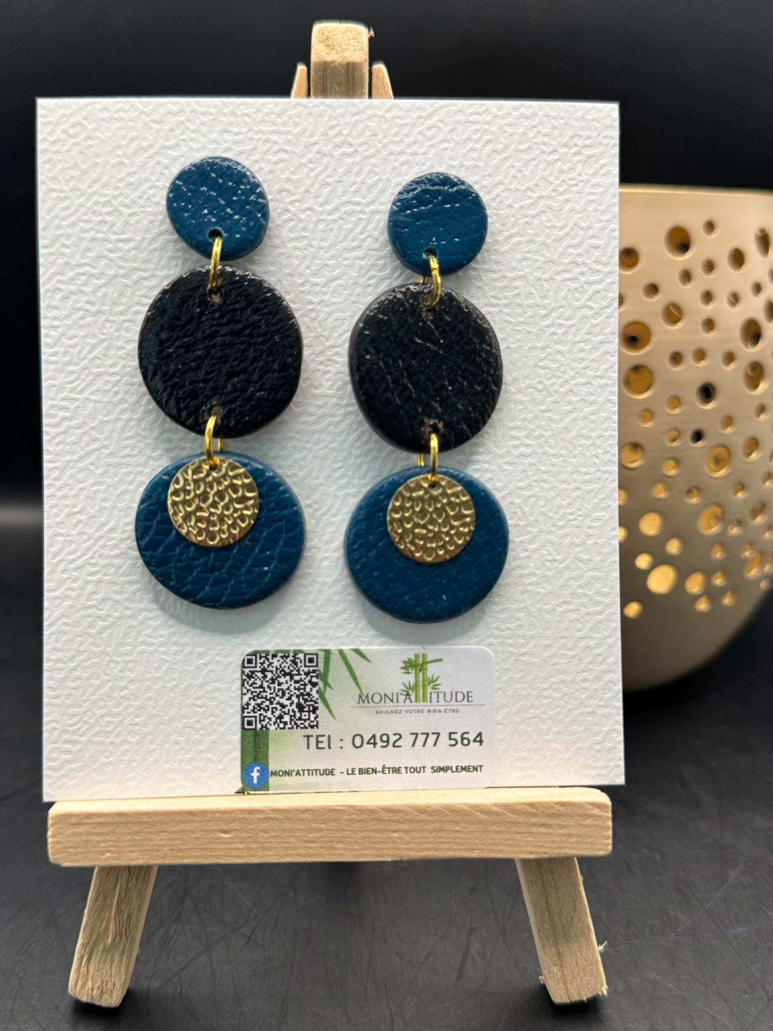 Boucles d'oreilles artisanales Acier & Argile polymère