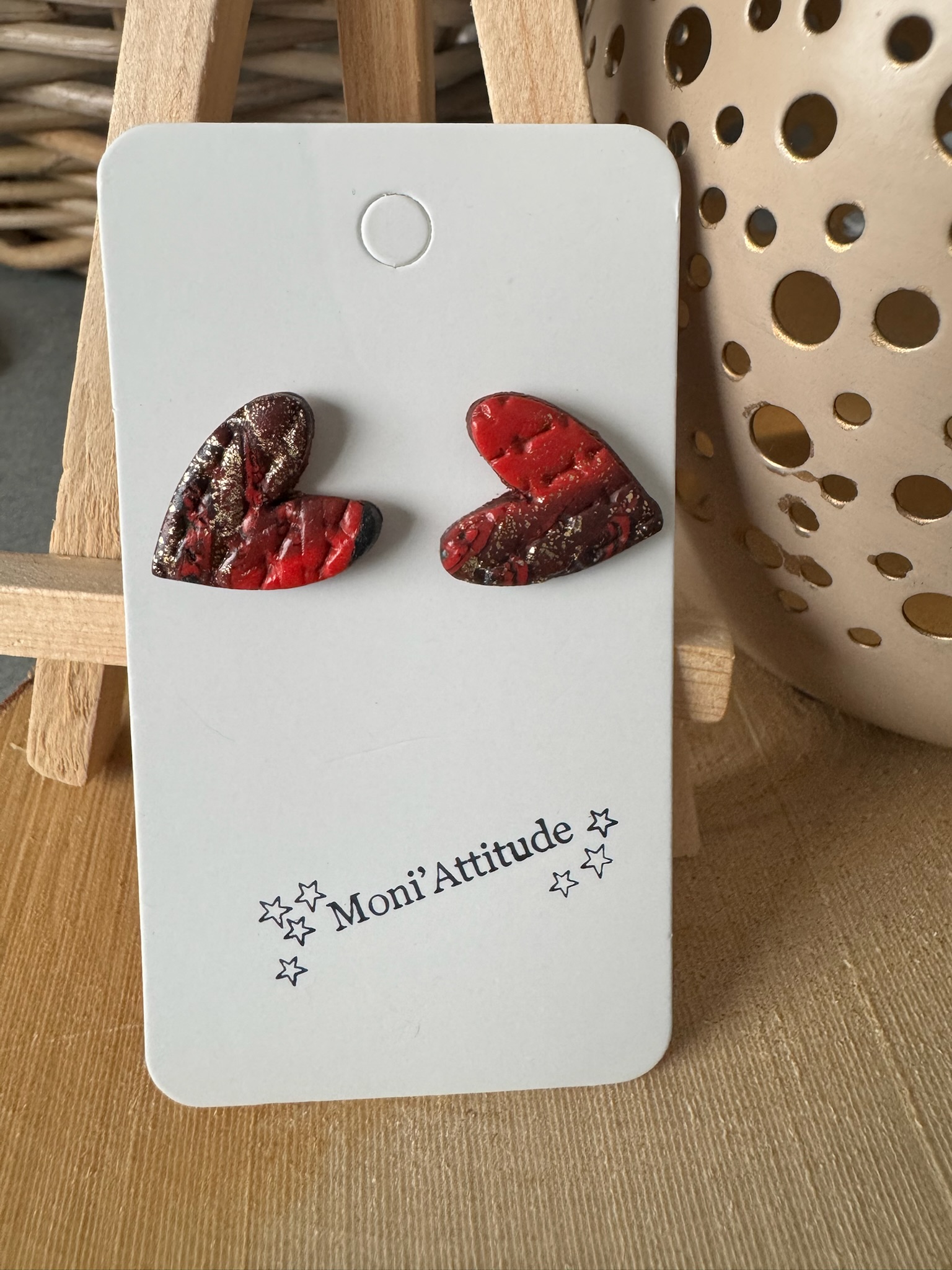 Boucles d'oreilles cœur rouge