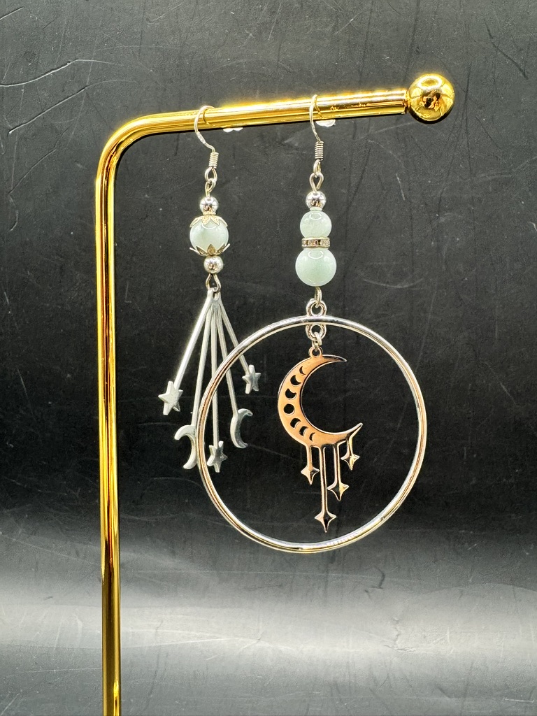 Boucles d'oreilles lune et étoiles