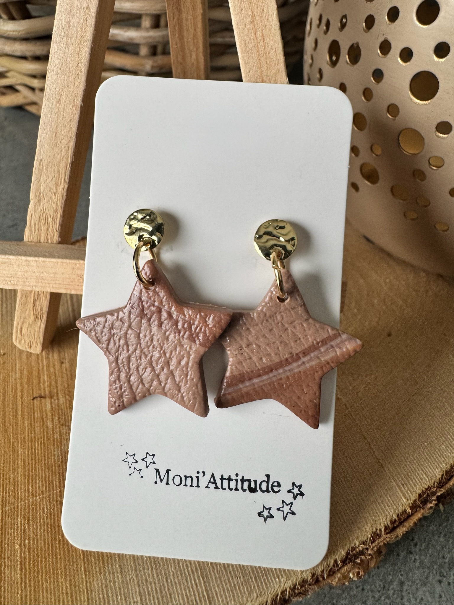 Boucles d'oreilles étoile en effet cuir