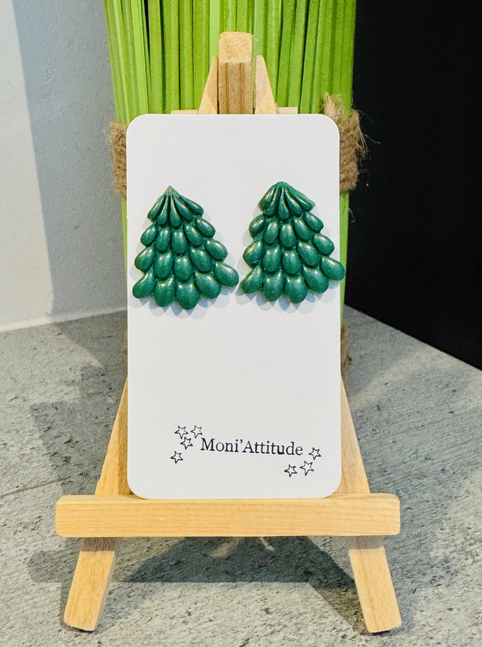 Boucles d'oreilles feuilles vertes