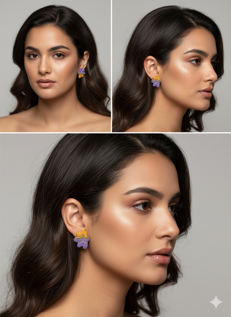 Boucles d'oreilles fleur en pâte  polymère.