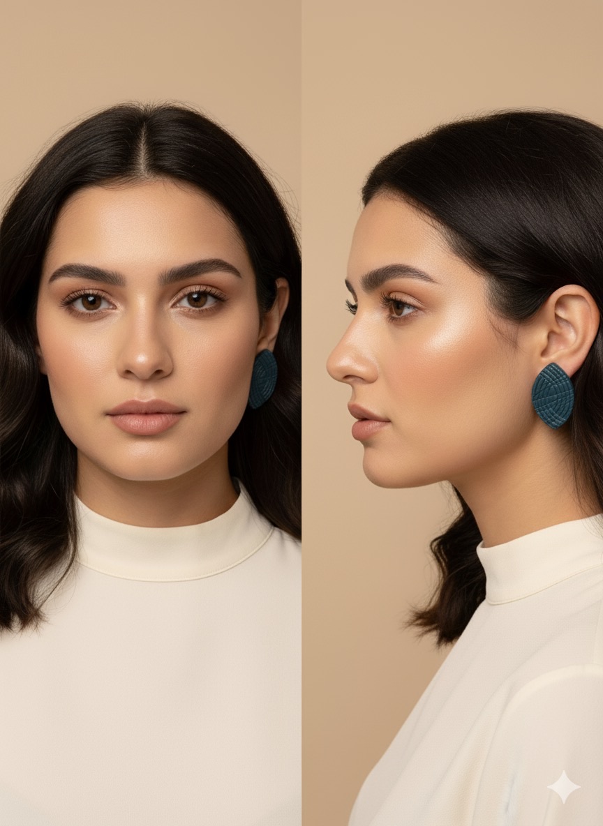 Boucles d'oreilles bleue canard en Argile polymère. 