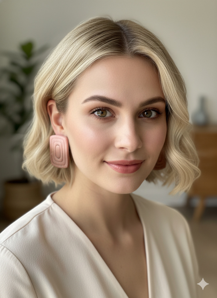 Boucles d’oreilles géométriques roses