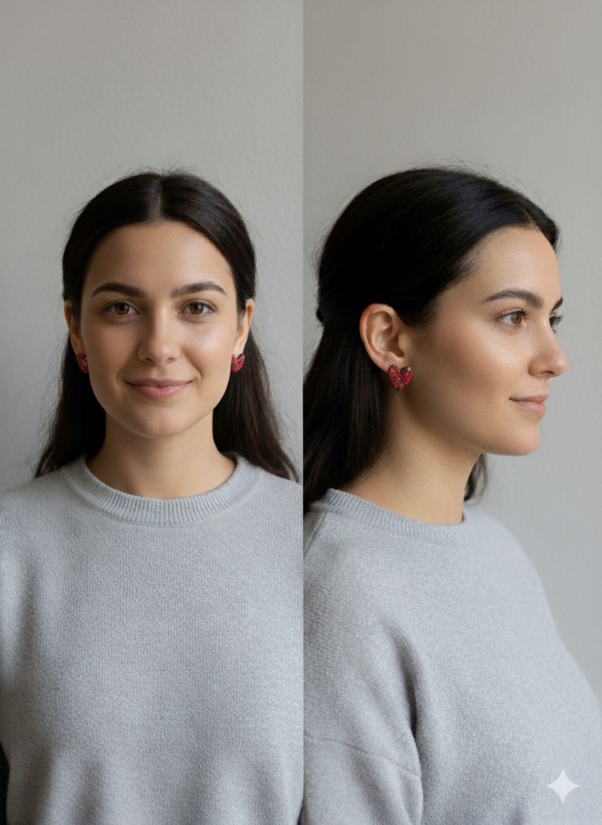 Boucles d'oreilles cœur rouge