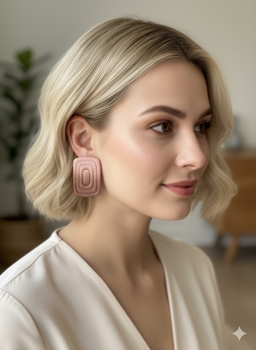 Boucles d’oreilles géométriques roses