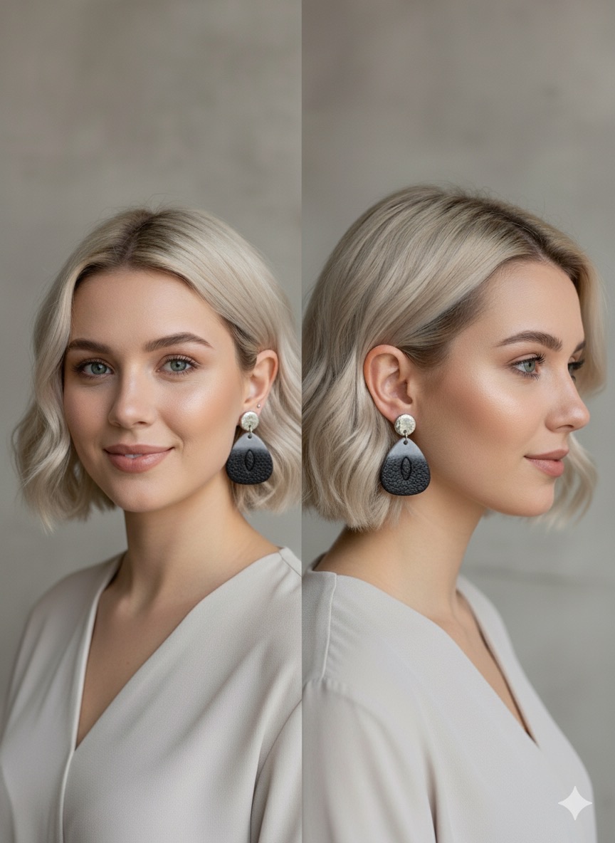 Boucles d'oreilles noires et grises 