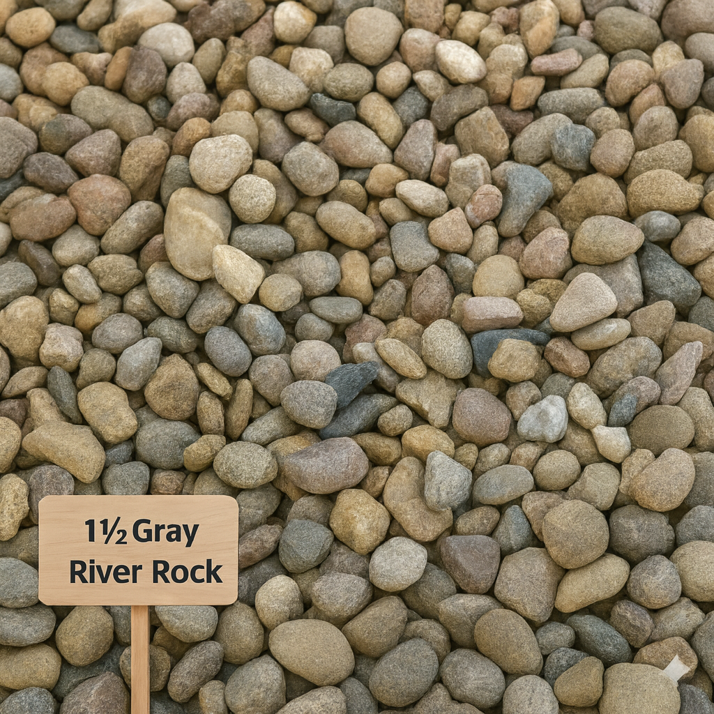 Premium 1-1/2" Gray River Rock 1-Ton