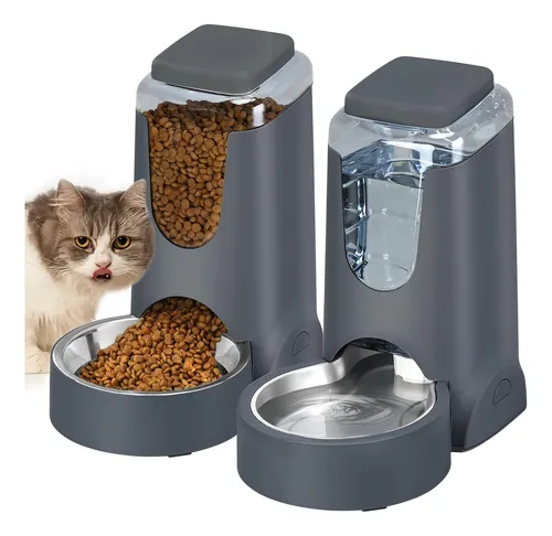 Dispensadores automáticos de comida y agua para gatos
