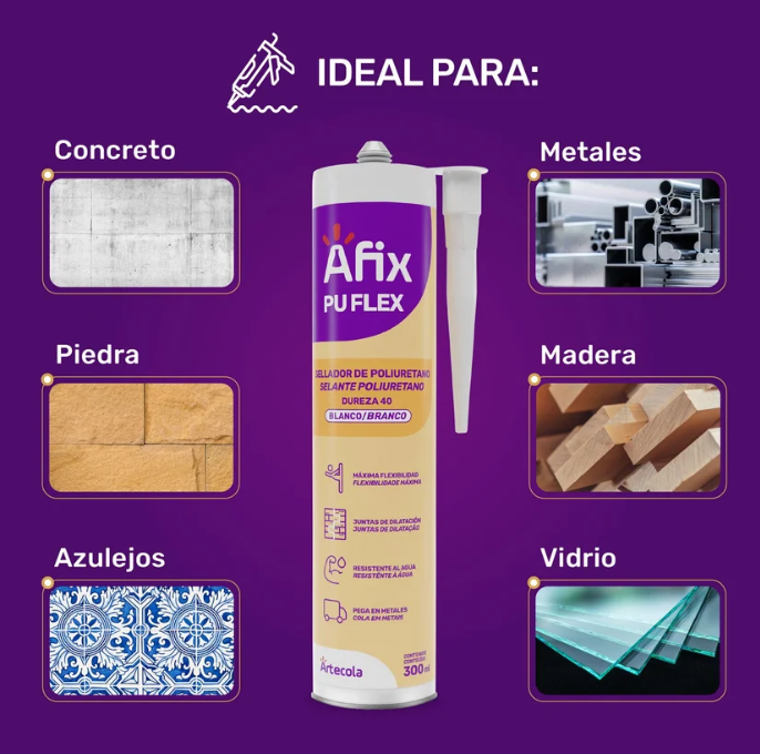 Sellador Adhesivo De Poliuretano Pu Flex – Blanco – 300 Ml 