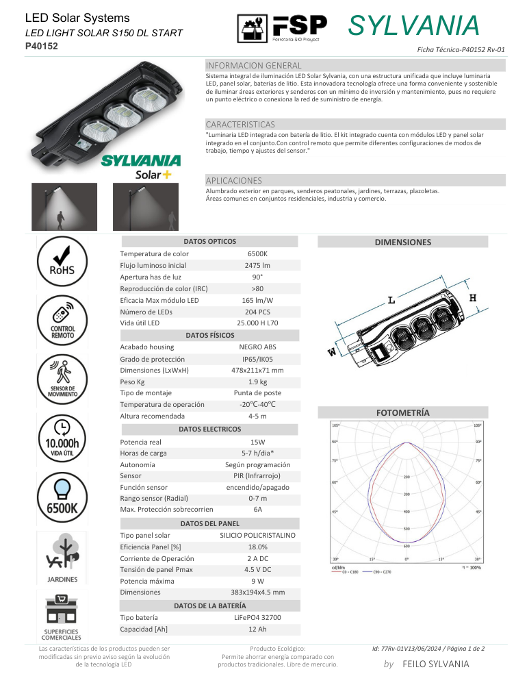 Nuevo Luminaria Led Light Solar S150 Dl Start