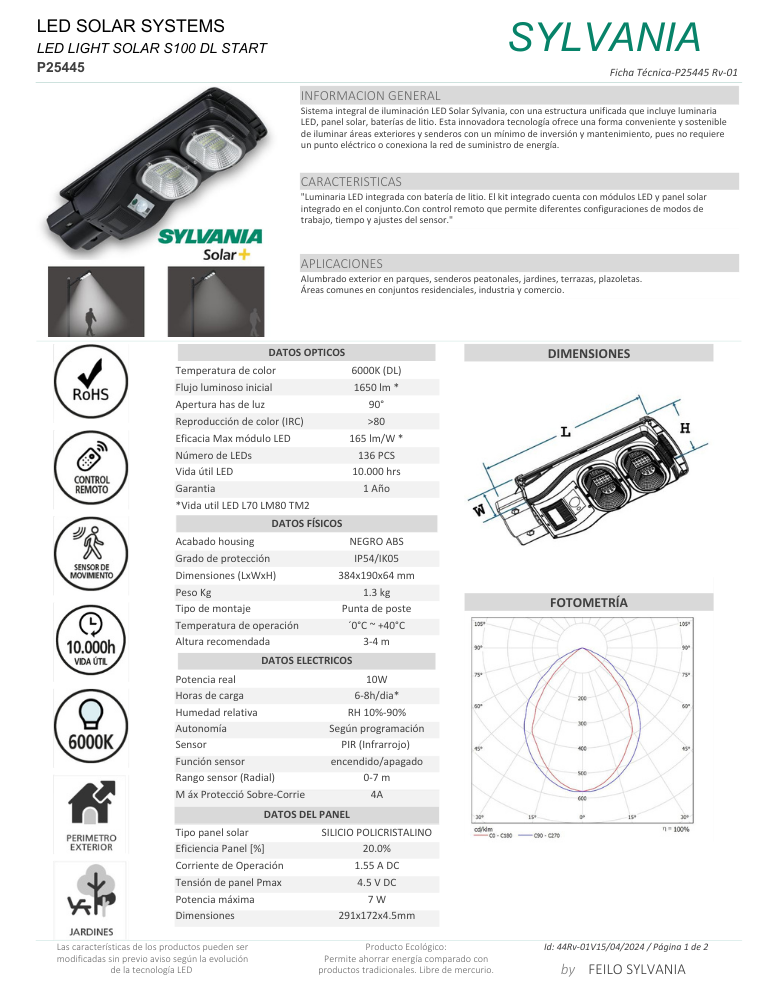 Luminaria Led Light Solar S100 Dl Start