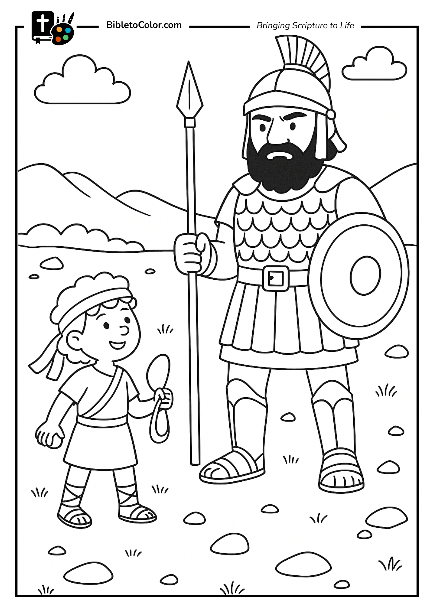 David and Goliath Coloring Page