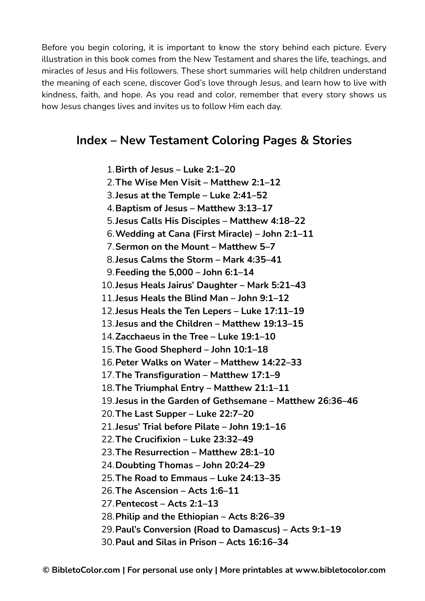 ✨ 30 New Testament Stories – Coloring Pages Pack
