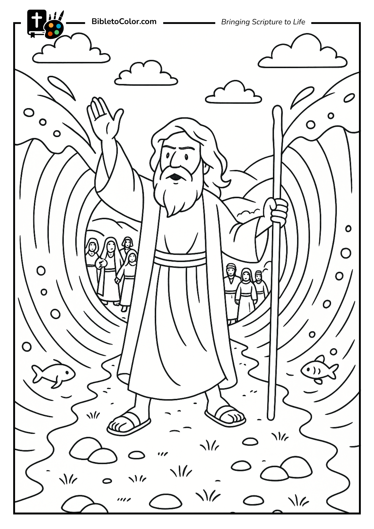 Moses and the Red Sea Coloring Page