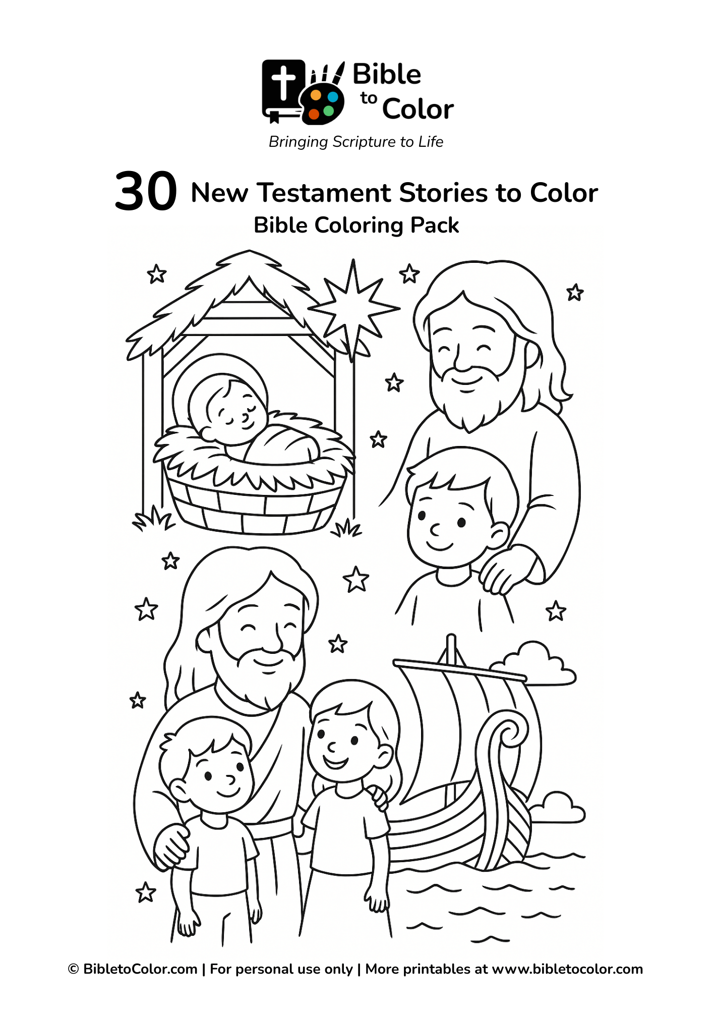 ✨ 30 New Testament Stories – Coloring Pages Pack