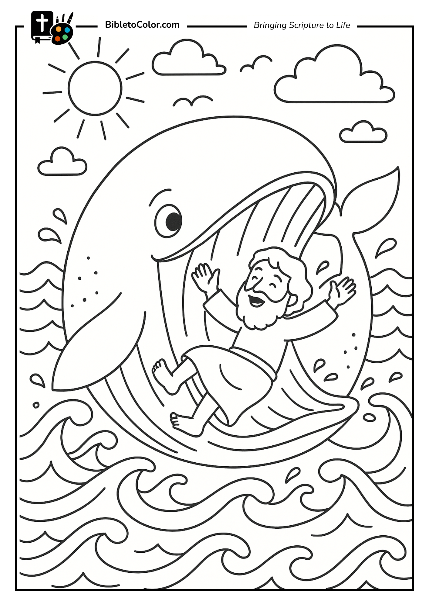 Jonah and the Whale Coloring Page