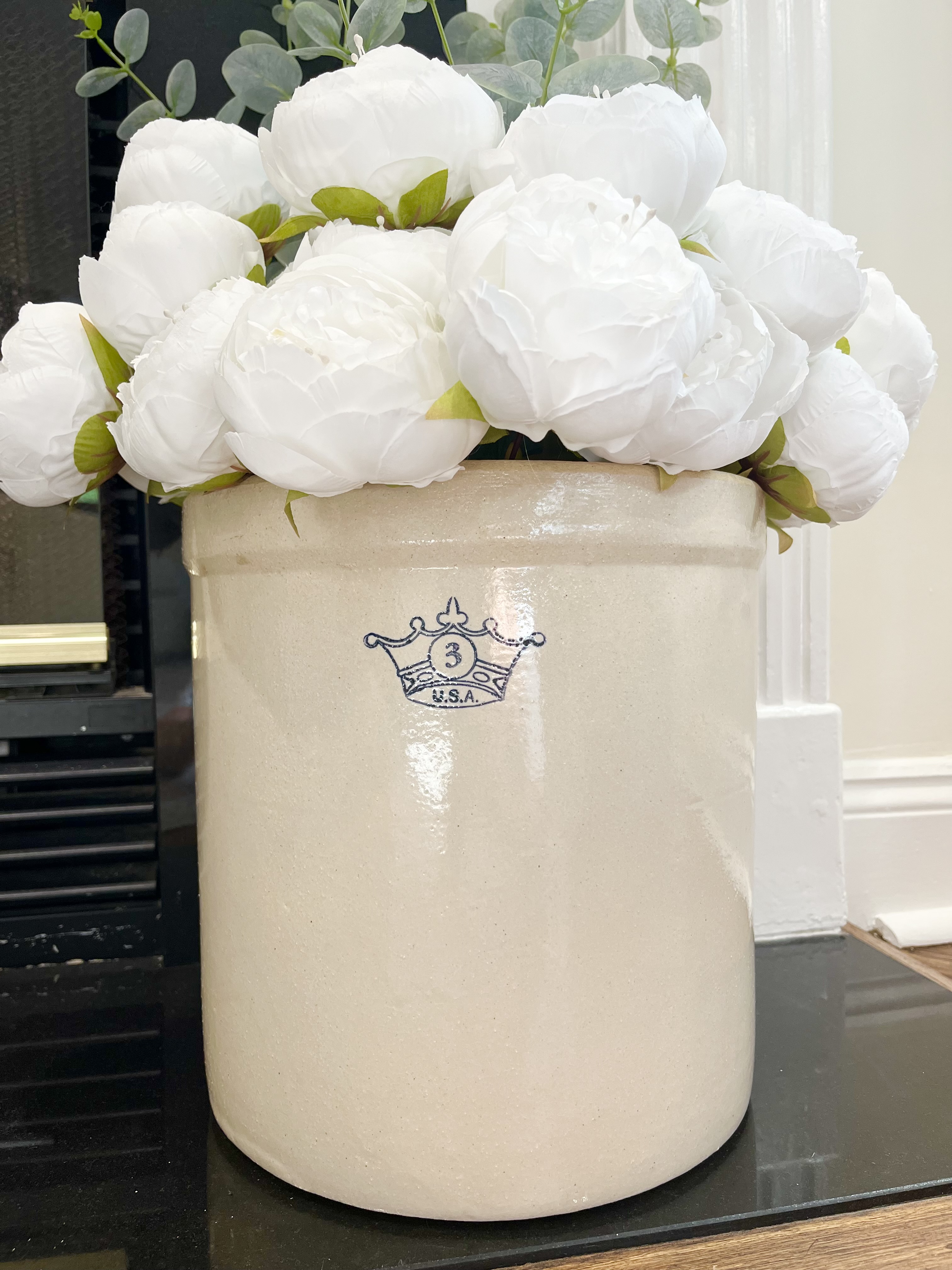 3 Gallon Blue Crown Stoneware Crock