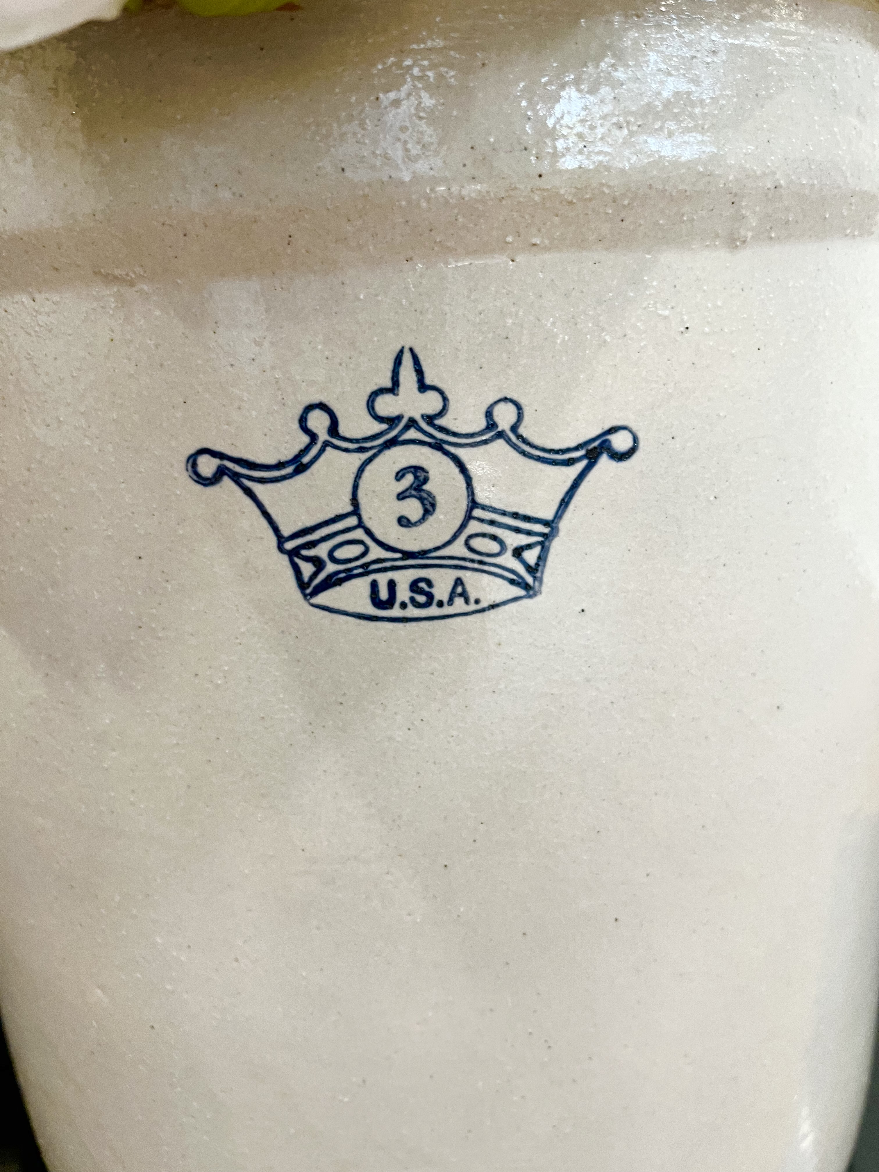 3 Gallon Blue Crown Stoneware Crock