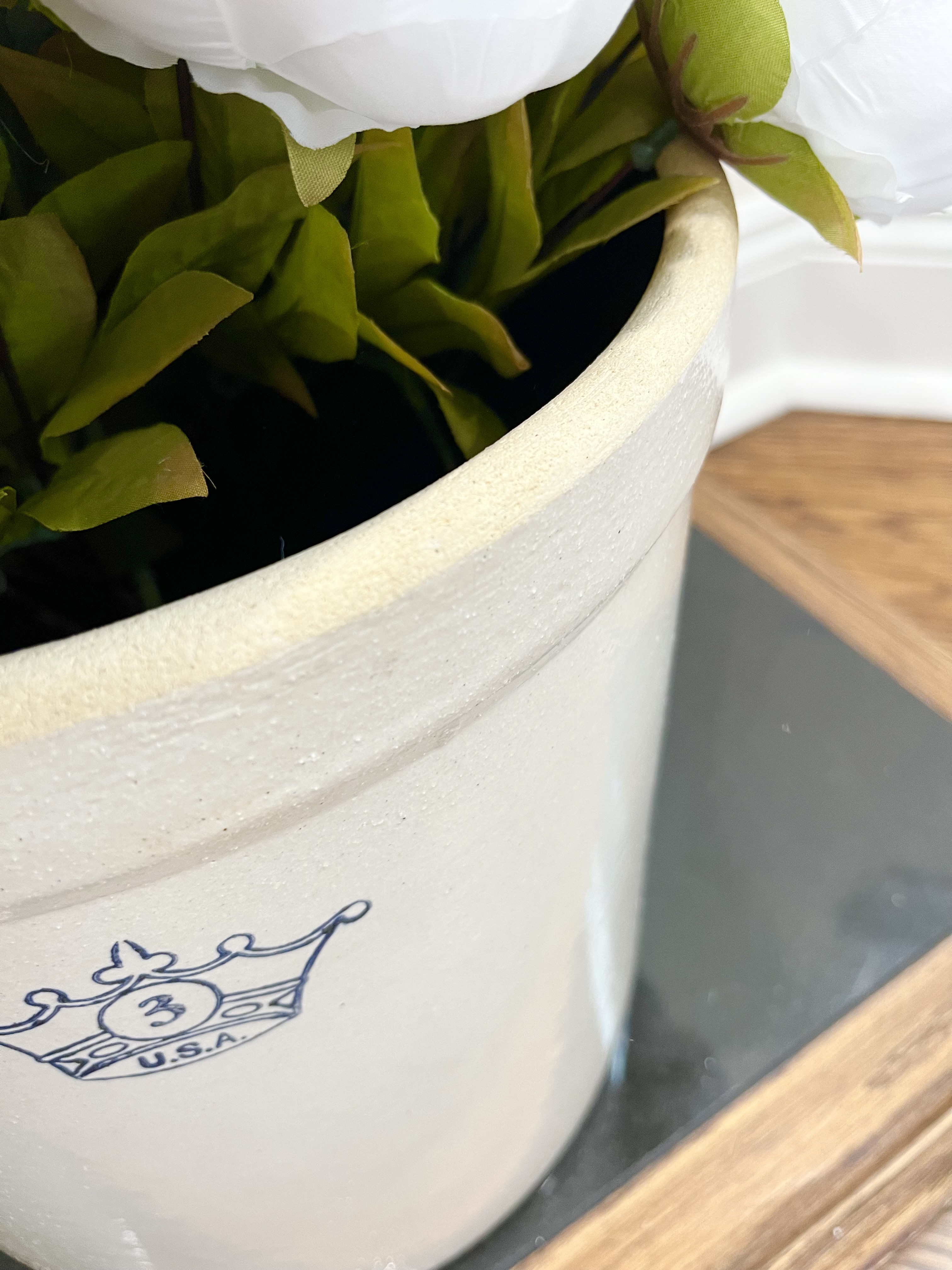 3 Gallon Blue Crown Stoneware Crock