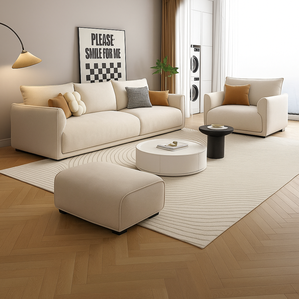 Modern Beige Living Room Sofa Set
