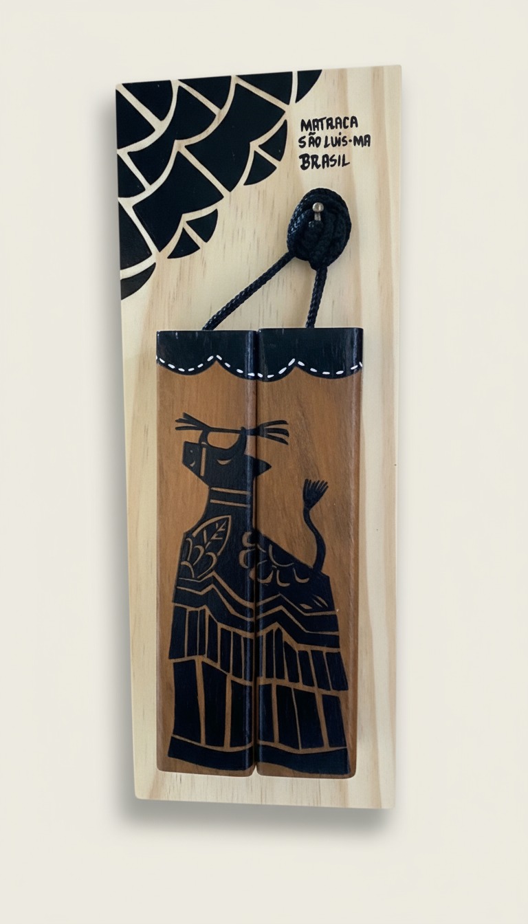 Matraca Grande com Suporte Reto de Parede – Arte do Bumba Meu Boi All Black