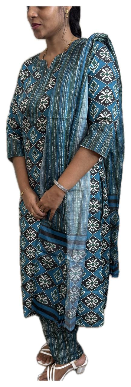 Traditional Blue Printed Salwar Kameez Set