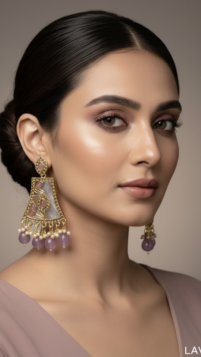 Lavender Gemstone Statement Earrings