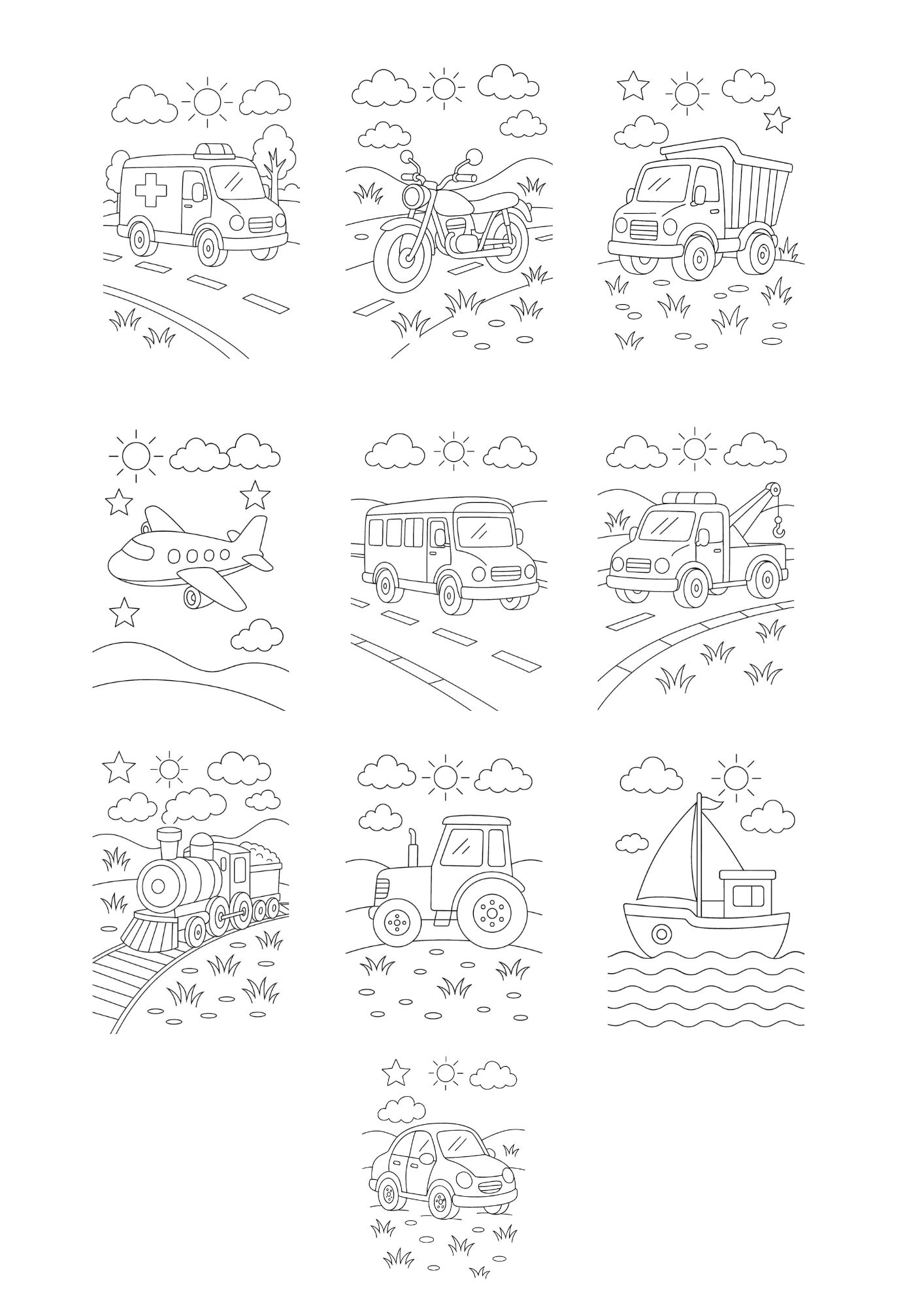 Coloriages Véhicules à Colorier – Volume 1