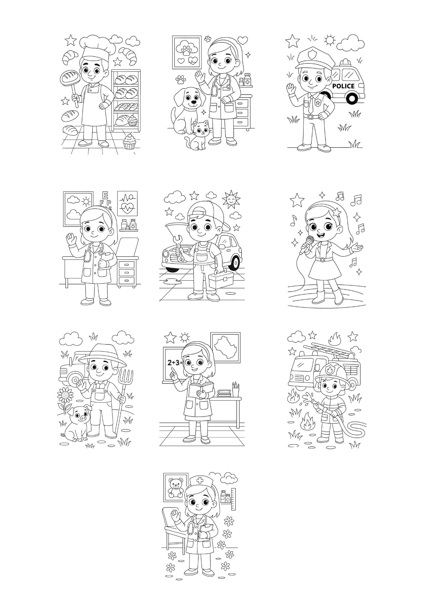 Coloriages Les Métiers en Couleurs – Volume 1