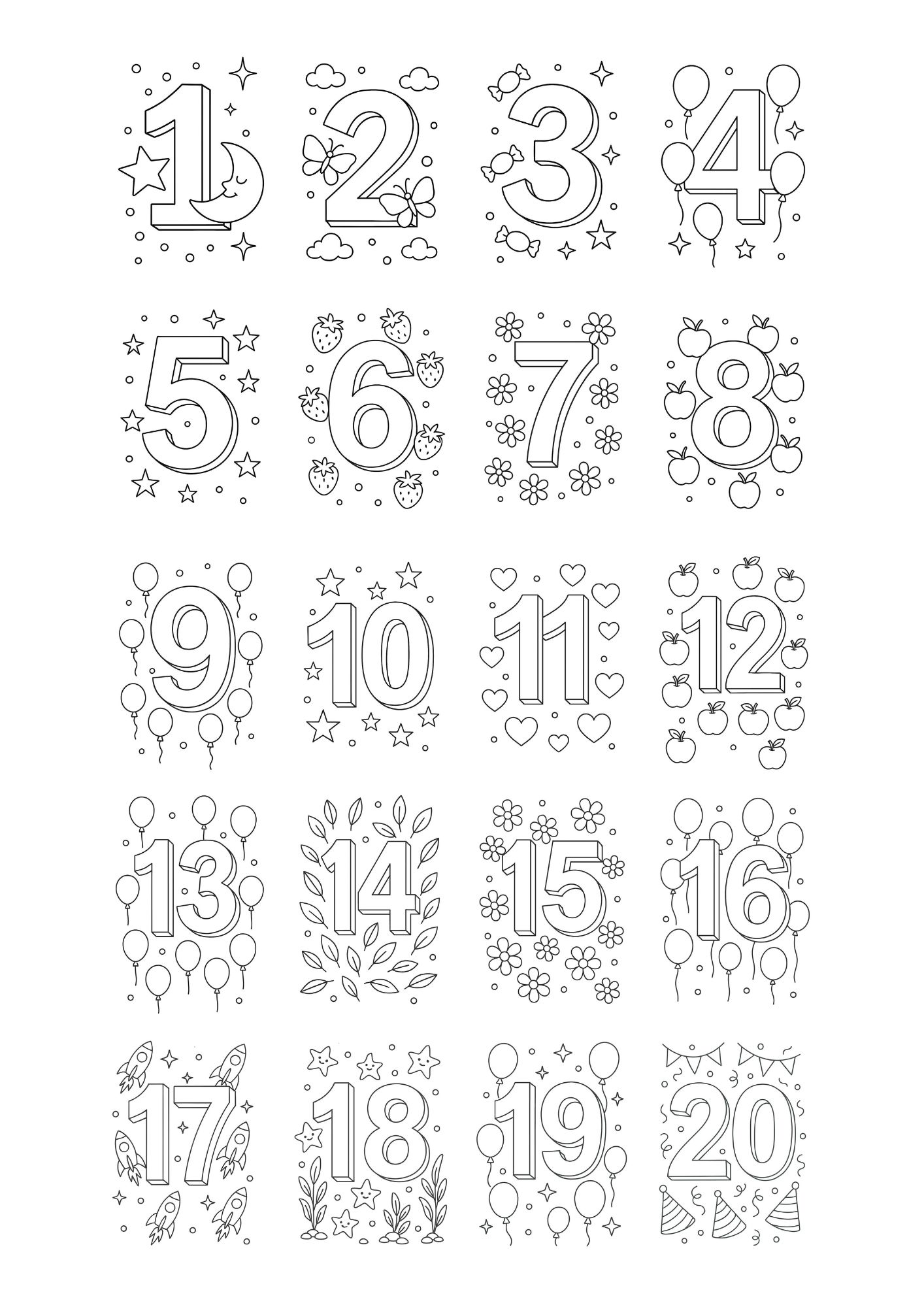 Les Chiffres à Colorier – De 1 à 20