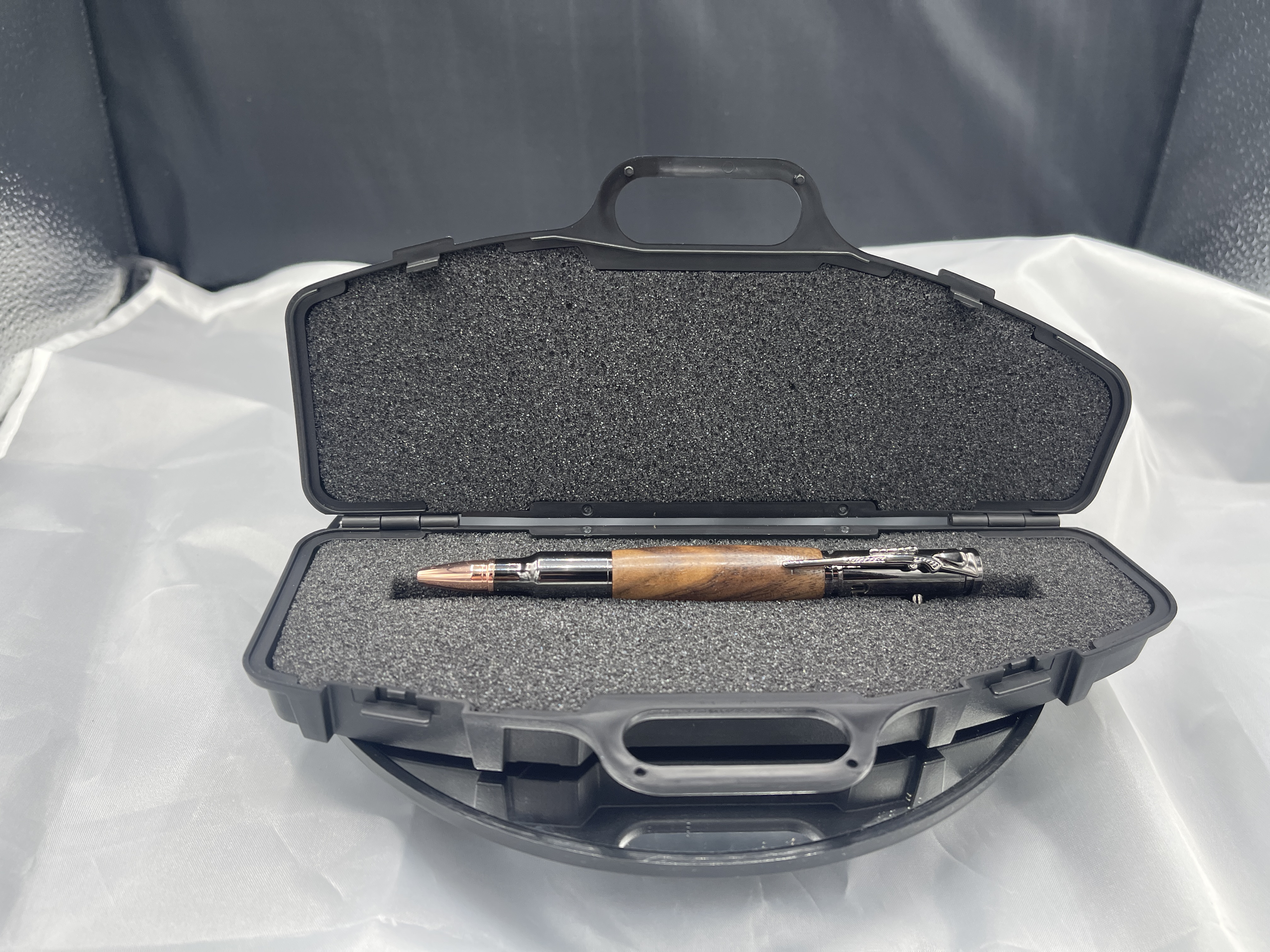 Hand Crafted Black Walnut Bolt Action Ink Pen with gun case!