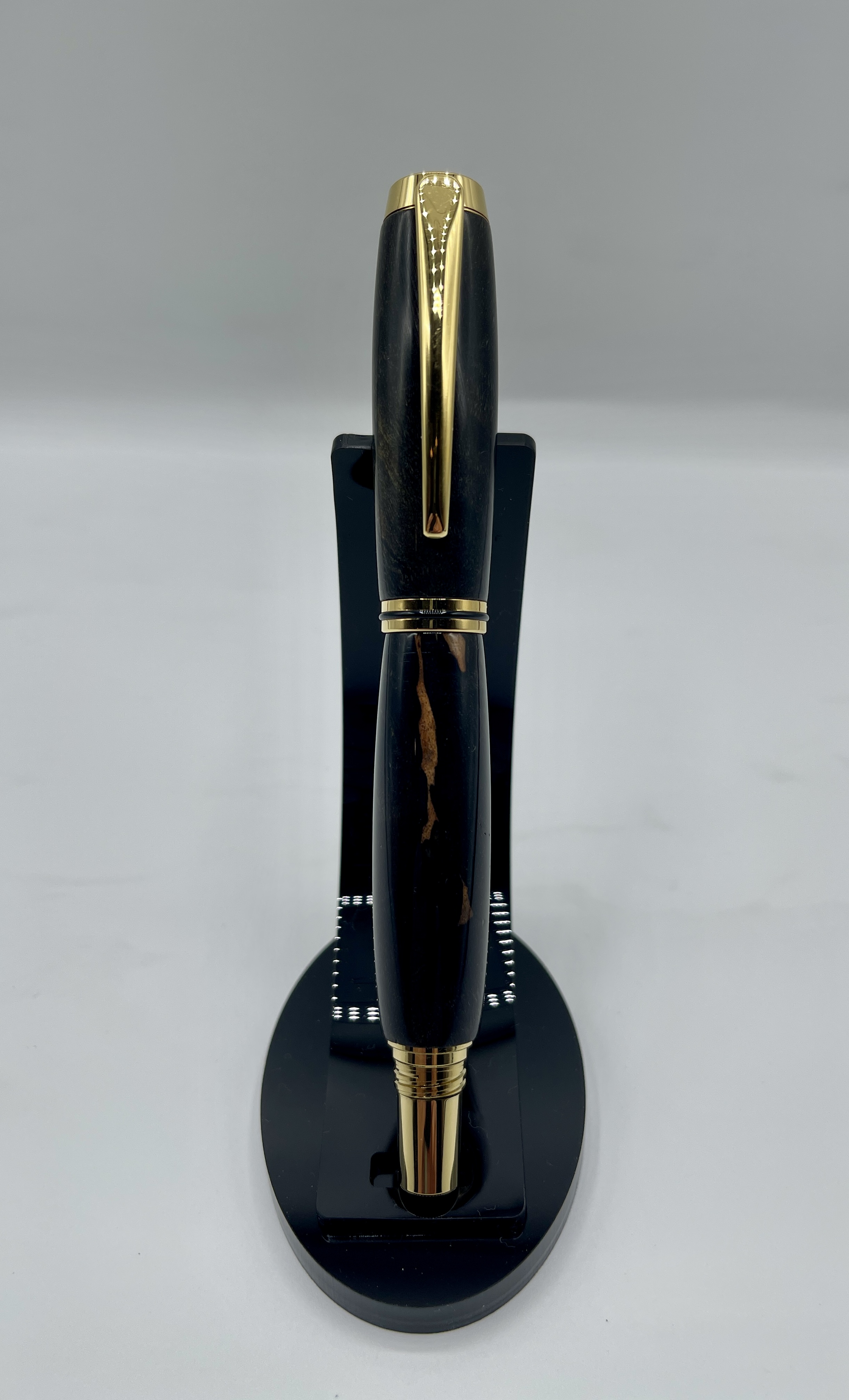 Handcrafted, Black and Gold Dyed, Maple Burl. 10 Karat Gold Plated. Beautiful!