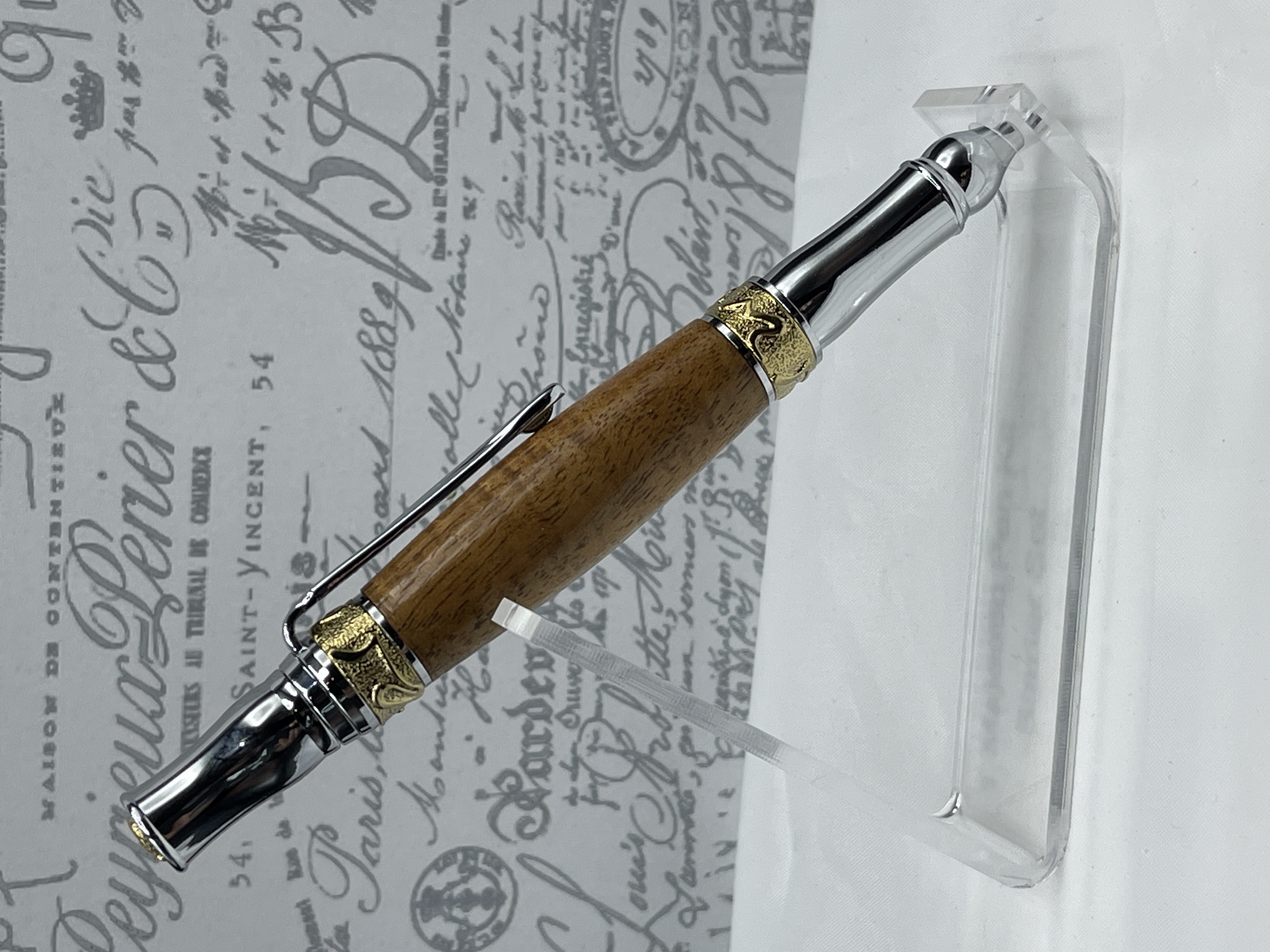 Handcrafted Rare Curly Hawaiian Koa Rollerball Pen