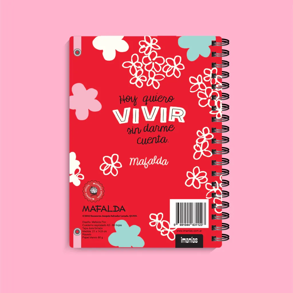 Cuaderno A5 Mafalda flores