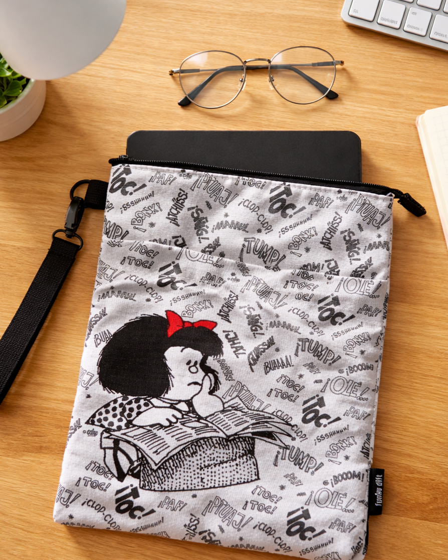 Funda portacuaderno algodón Mafalda Periódico