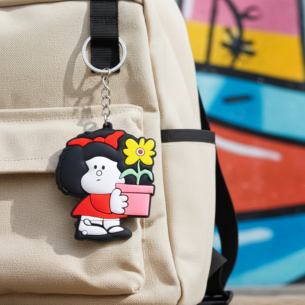 Llavero de goma Mafalda Flor