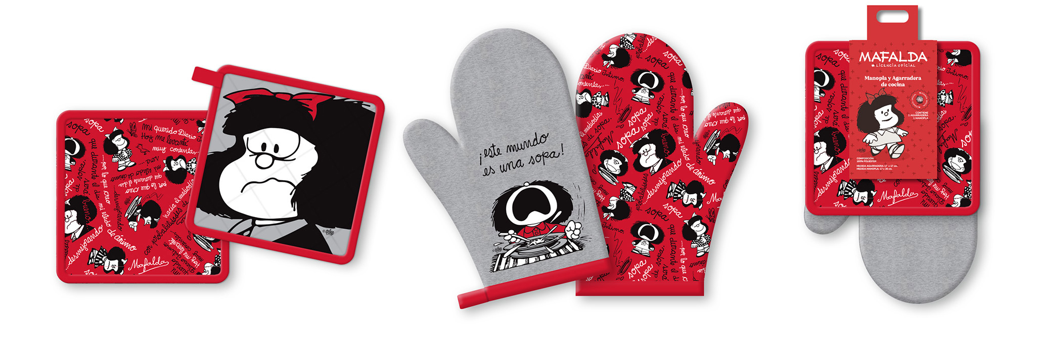 Guantes y agarraderas de cocina Mafalda
