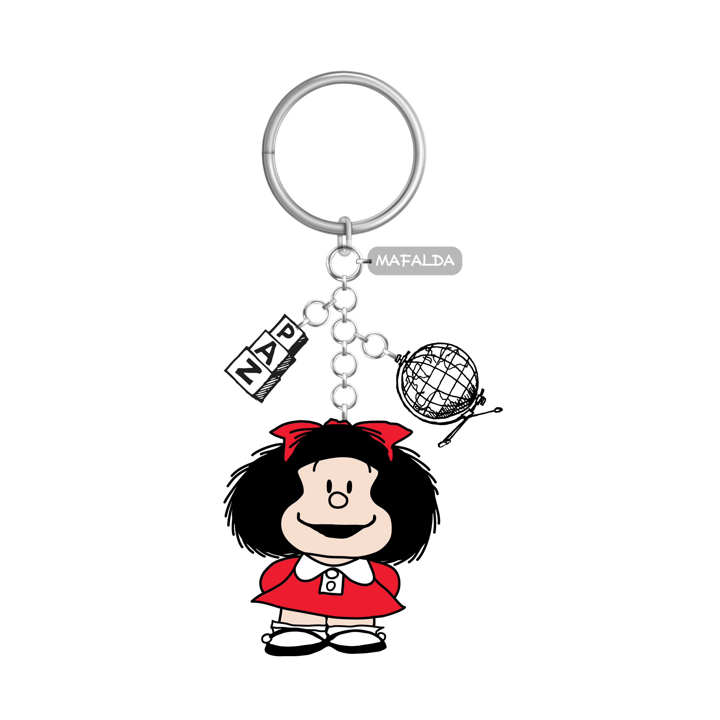Llaveros de metal Mafalda sonríe