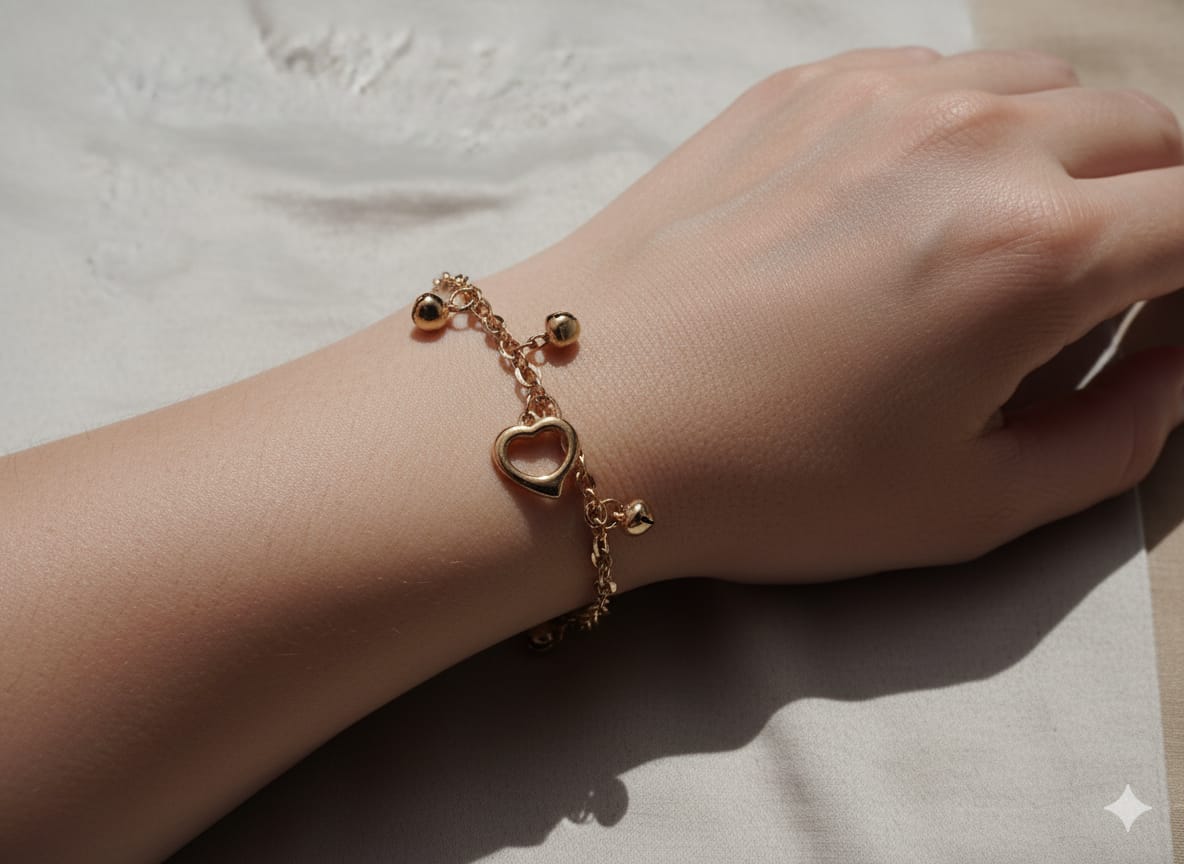 Golden Heart Charm Bracelet