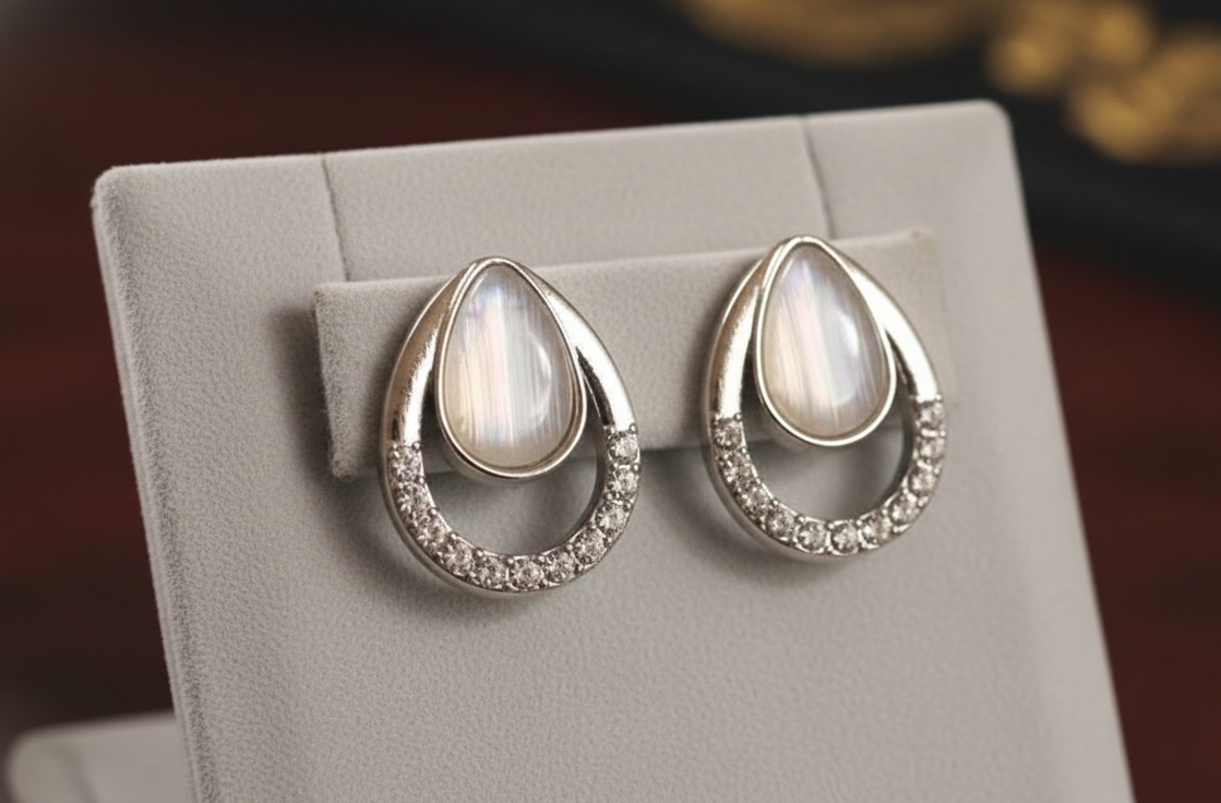 Elegant Teardrop Moonstone Earrings