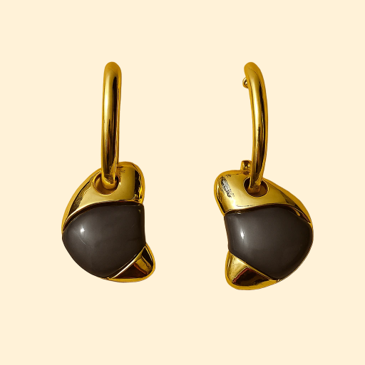 Gold Enamel Hoop Earrings